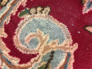 Vintage Persian Kerman Hand-Knotted Wool Rug, Floral Medallion, 9'10" × 13'4"