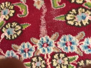 Vintage Persian Kerman Hand-Knotted Wool Rug, Floral Medallion, 9'10" × 13'4"