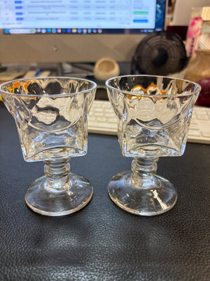 Textured Glass Pedestal Votive Candle Holders 4 1/2"