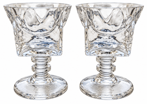 Textured Glass Pedestal Votive Candle Holders 4 1/2" (Pair)