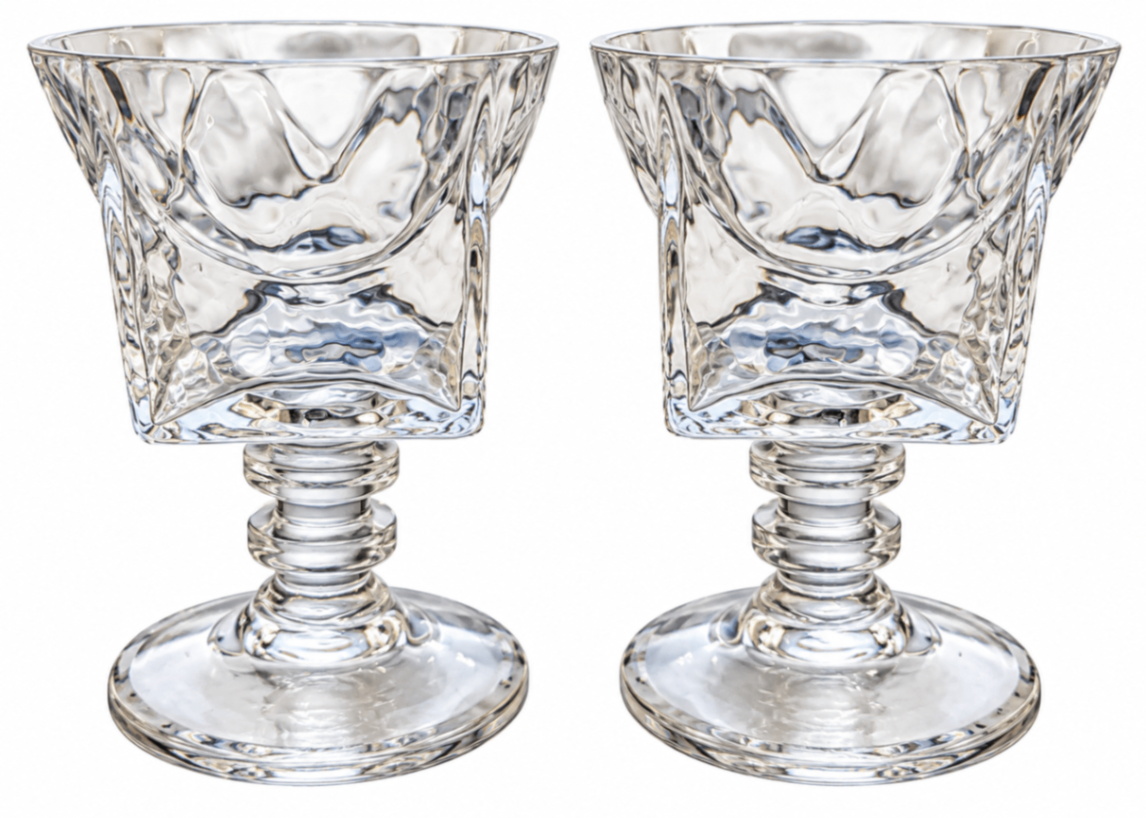 Textured Glass Pedestal Votive Candle Holders 4 1/2"