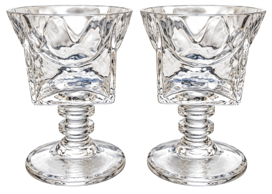 Textured Glass Pedestal Votive Candle Holders 4 1/2"