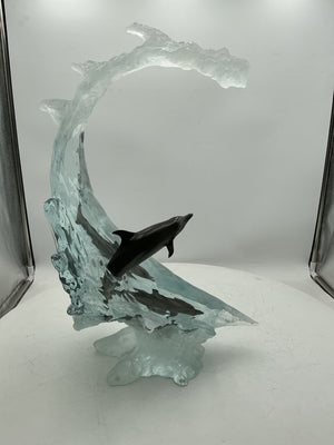 Robert Wyland “Ocean Wave” Lucite & Pewter Sculpture Unnumbered Artist Proof Approx  21" Tall  (No COA)