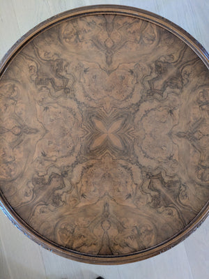 Burl Walnut Round Occasional Table