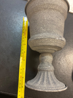 Gray Speckled Metal Urn 8"
