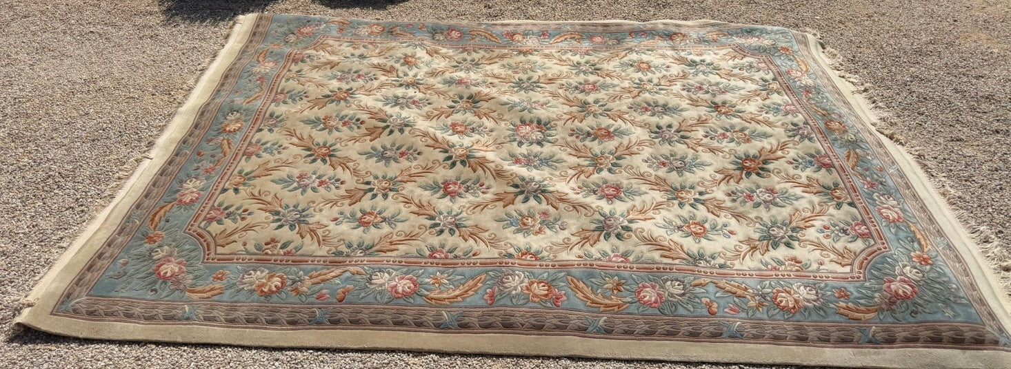 Antique Chinese Handmade Wool Carpet 12' 3" x 8' 10"