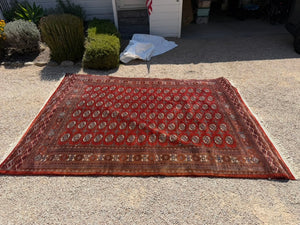 Antique Indian Bokhara Hand-Knotted 100% Wool Rug, 8' 10" x 12' 9"