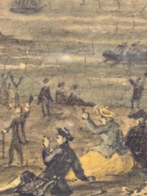 Antique Varnished Painting Depicting First Aerial Crossing of the English Channel By Jean-Pierre Blanchard & Dr. John Jeffries  From Dover Toward Calais Jan 7, 1785 10x8