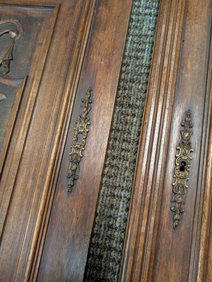 French Walnut Carved Relief Urn & Fruit Cabinet Doors 19th Century PAIR  25" x 25" (One Panel is Split)