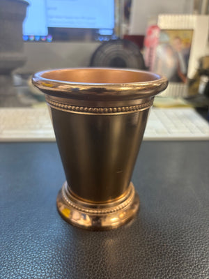 Rose Gold/Copper/Bronze Color Beaded Trim  Metal  Cup Or Vase 5"
