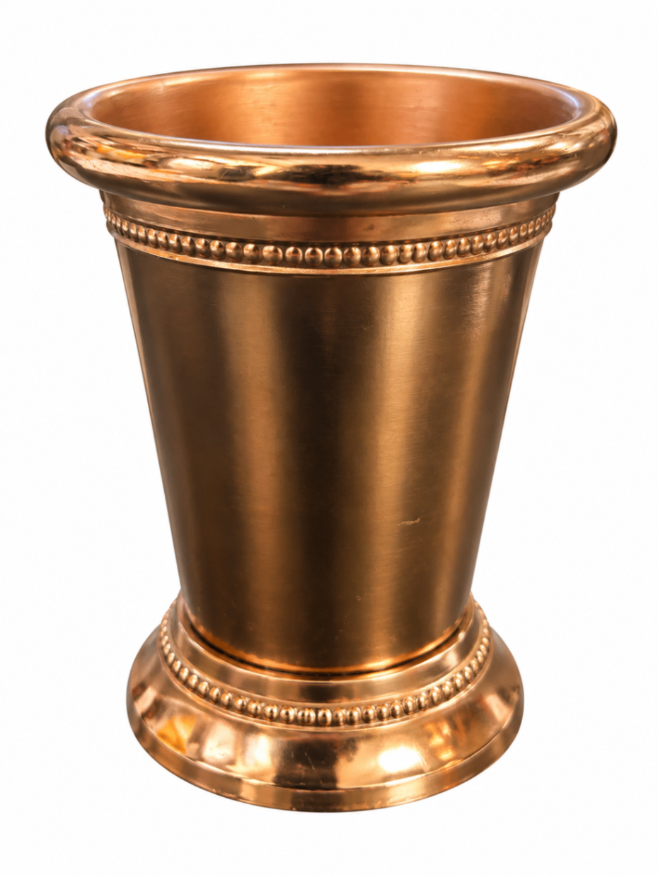 Rose Gold/Copper/Bronze Color Beaded Trim  Metal  Cup Or Vase 5"