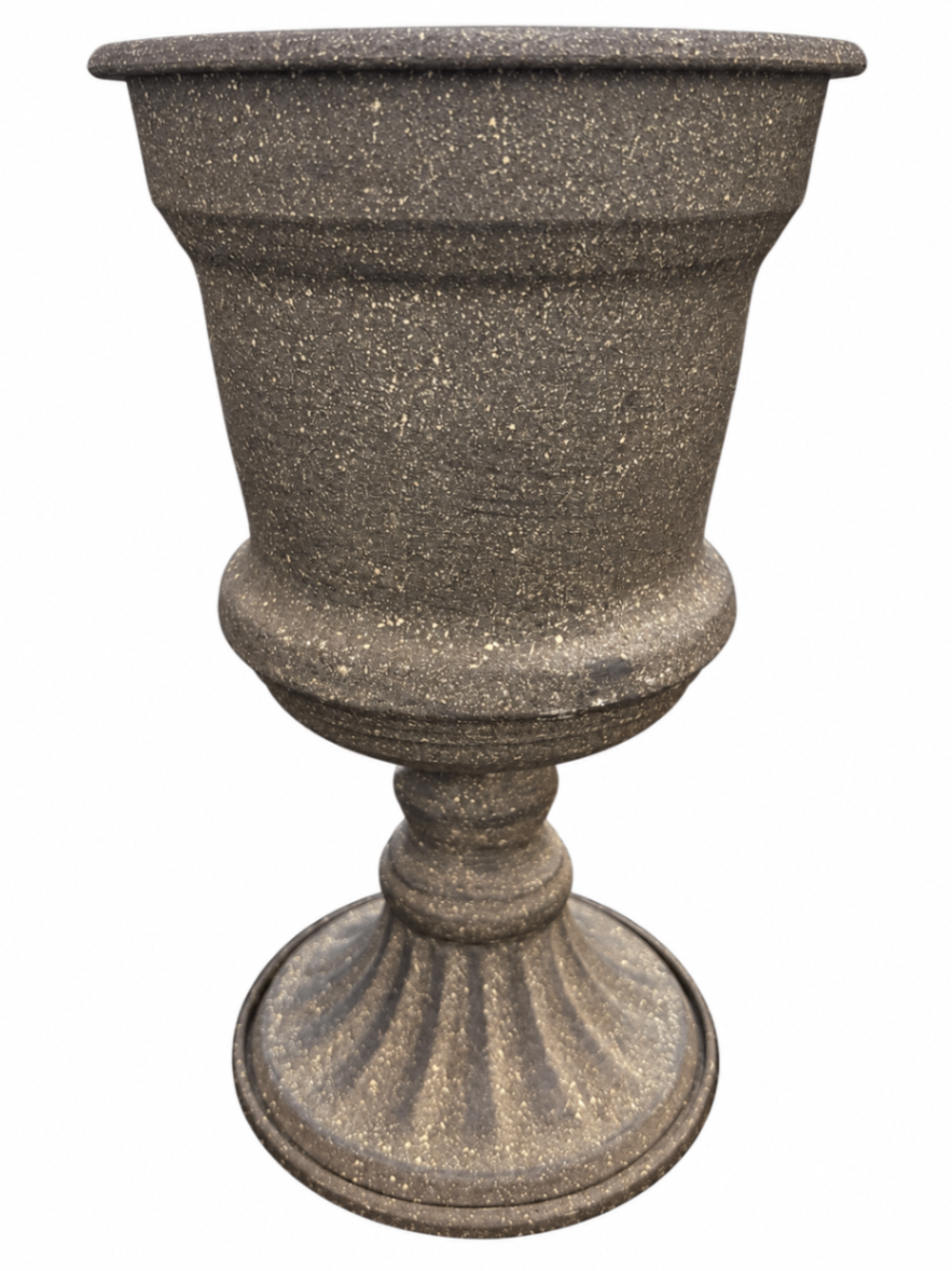 Gray Speckled Metal Urn 8"