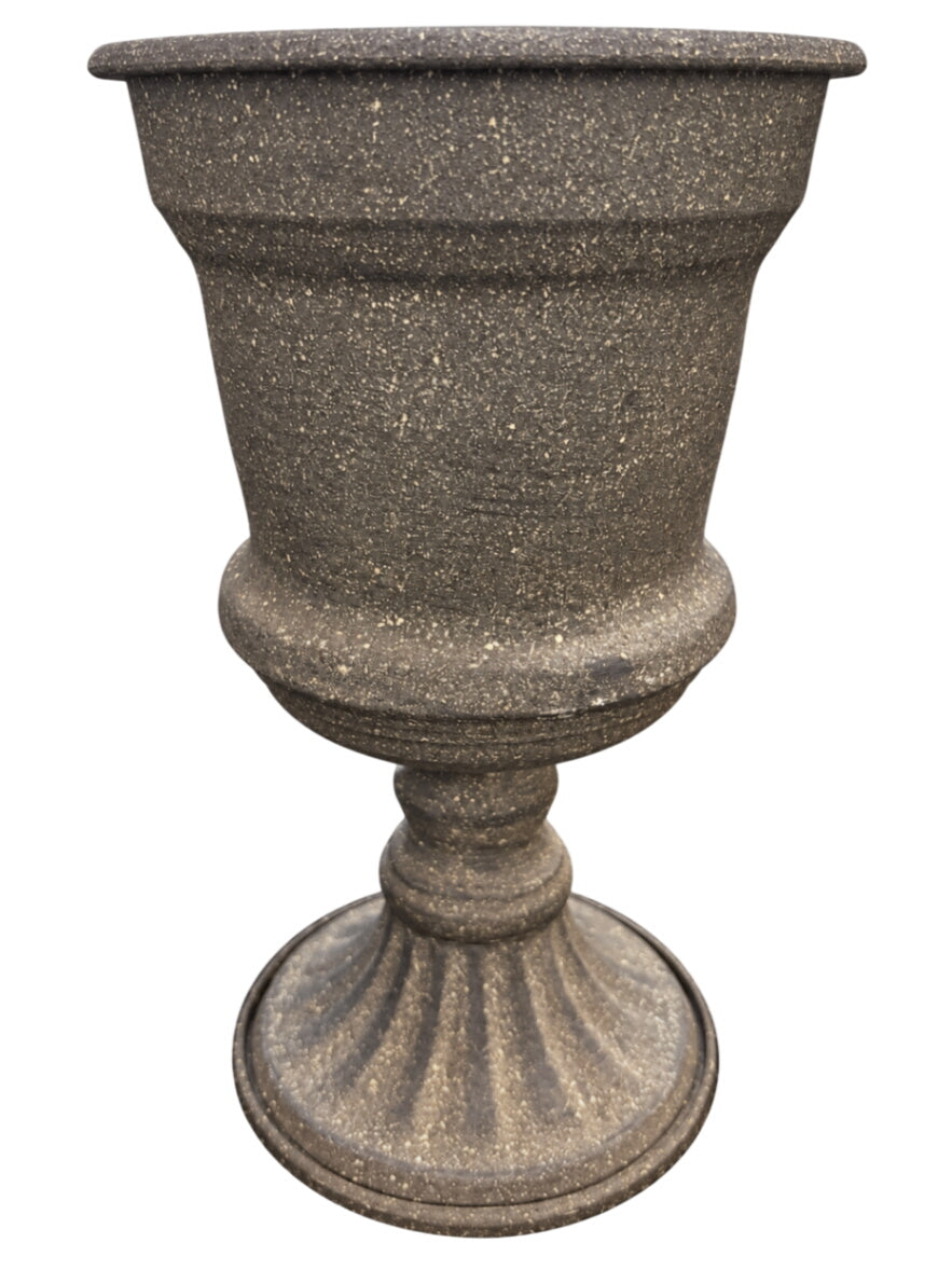 Gray Speckled Metal Urn 8"