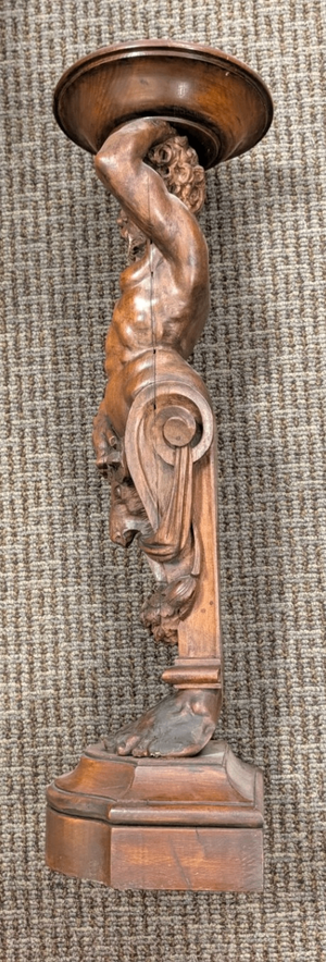 Atlantis Hand Carved in French Walnut Wood 19th Century Columns, PAIR 29" x 9"