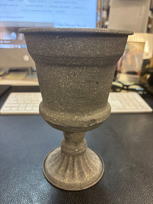 Gray Speckled Metal Urn 8"