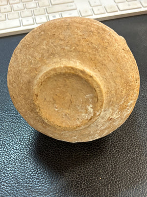 Late Bronze Age Canaanite Terracotta Two Handled Pyxis 4 1/2'
