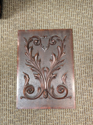 French Walnut Carved Relief Panel 19th Century (Foliate Scroll) 15" x 21"