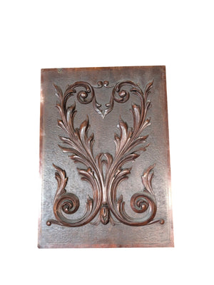 French Walnut Carved Relief Panel (Foliate Scroll) 15" x 21"