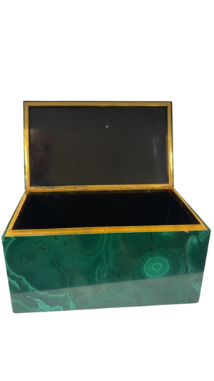 Malachite Veneer & Brass Hinged Jewelry / Keepsake Box
