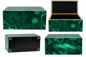 Malachite Veneer & Brass Hinged Jewelry / Keepsake Box