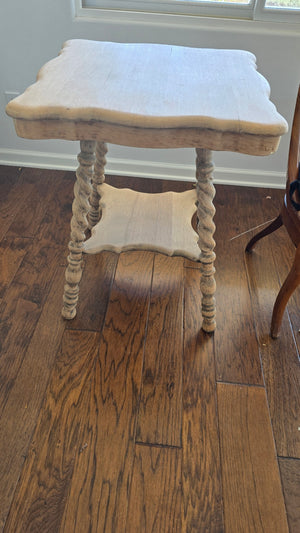 Oak Barley Twist leg side table with scalloped top