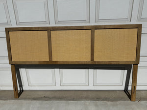 Best-Betek Mid Century Style Wood & Woven Cane Headboard 78" Wide x 41" Tall