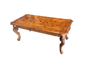 Queen Anne Style Burr Coffee Table 47x25x19