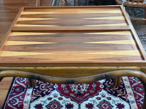 Faux Bamboo Wood Frame Inlaid Backgammon Reversible Top Game Table 30x30x29