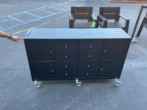 8 Drawer Storage Rolling Cabinet On Wheels  58 x 16 x 35
