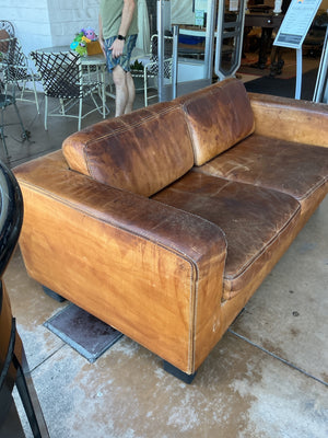 (72) Durlet Vintage 1970 Leather  Sofa   70" W
