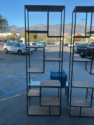 Vintage Restoration Hardware 9-Shelf Metal Etagere Bookcase, 8'6" (Two Available) — Priced Each