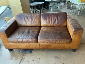 (72) Durlet Vintage 1970 Leather  Sofa   70" W