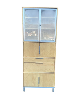 This is a wonderful Scandinavianbelieved with soft closure drawersto be birchwood finish storage cabinet measuring 84 inches tall by 33 x 17
