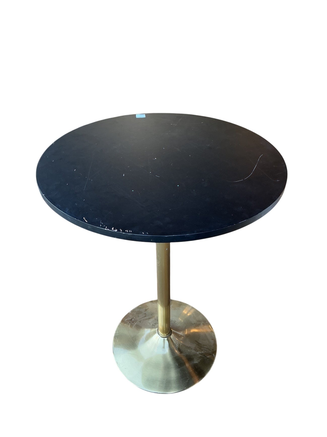 This is a counter hype, bar table breast, finish base and black top 27 x 35