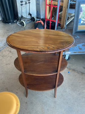 Vintage Edwardian Three Tier Oval Table 24x 30 H