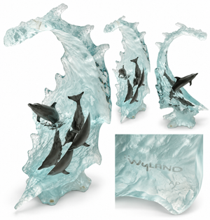Robert Wyland “Ocean Wave” Lucite & Pewter Sculpture Unnumbered Artist Proof Approx  21" Tall  (No COA)