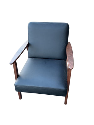 Mid-century Style Vinyl & Wood Armchair
