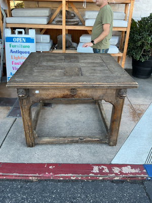 Chinese Ba Xian–Style Square Dining Table with Carved Lion Masks & Iron Ring Hardware