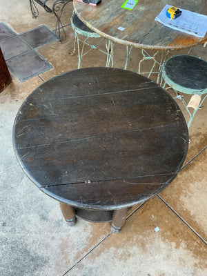 Unique, custom antique table great for a cigar lounge, baseball bat legs, approximately measuring 30 inches 24 inches tall