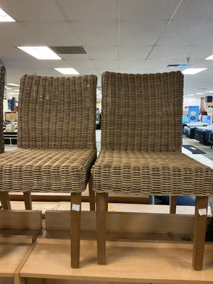 Set of 4 Newer Woven Rope-Style Plastic Wicker Patio Chairs