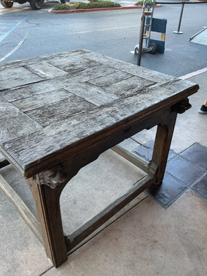 Chinese Ba Xian–Style Square Dining Table with Carved Lion Masks & Iron Ring Hardware