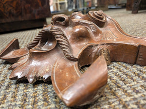 Carved French Walnut Wooden Mustache Man 13" x 12"