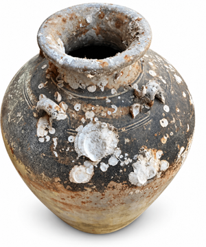 Southeast Asian Stoneware Shipwreck Storage Jar with Marine Encrustation, Believed to Date to the 14th–16th Century