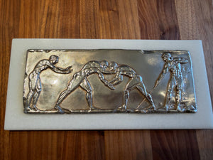 Set of Embossed Silver Plaques of Greek Antiquity Scenes