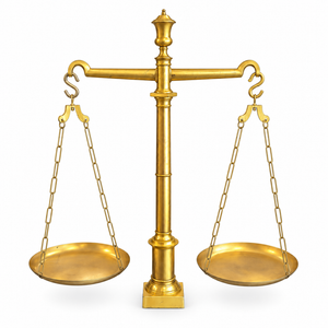 Large Brass-Tone Decorative Scales of Justice – 42″ Tall