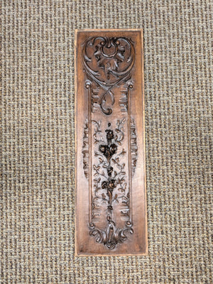 French Walnut Carved Relief Panel 19th Century (Thin Floral) 28" x 9"