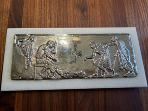 Set of Embossed Silver Plaques of Greek Antiquity Scenes