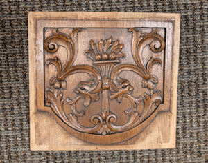 Oak Carved Relief Panel 19th Century (Small, 3Fruits) 10" x 11"