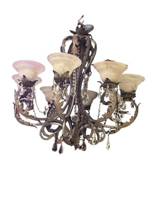 Metal Leaf Bronze 7 Light Chandelier