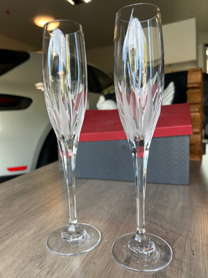 Mikasa Flame D’Amore Fluted Champagne Crystal Glasses, Pair, 10 3/4 inches high